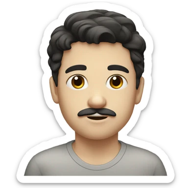 white boy with black hair and moustache sticker