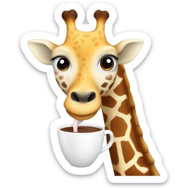A giraffe with a hot coco sticker