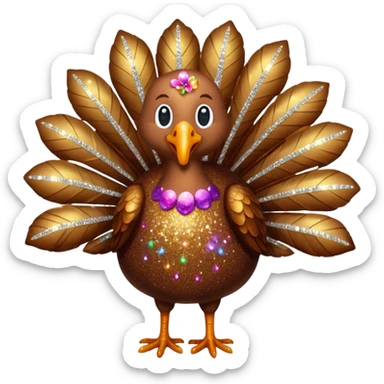 Brown glitter turkey sticker