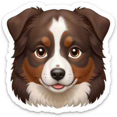 All Dark Brown mini Australian shepherd with white in middle of forehead and some white on nose with small brown spots sticker