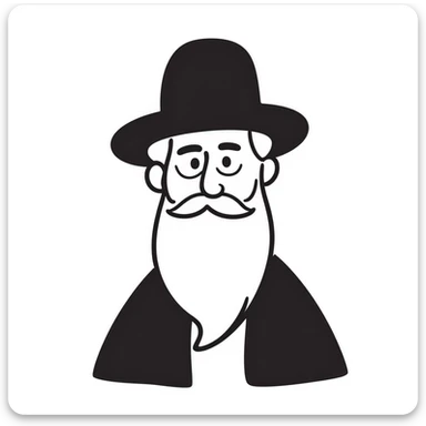 hand-drawn doodle of a Jewish rabbi with beard and hat, simple lines sticker