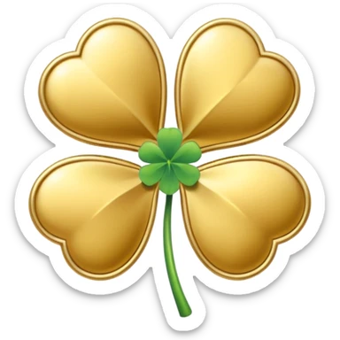 Gold outline and white four leaf clover emoji  sticker