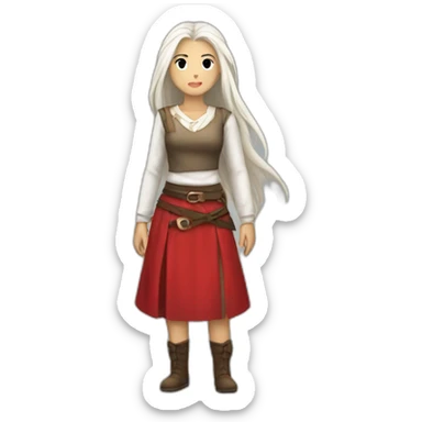 rpg-girl-with-long-straight white-hair and red skirt sticker