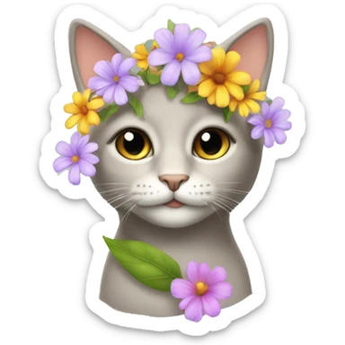 Katze mit Blume auf dem Kopf  sticker