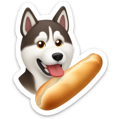  Red husky eating baguette bread  sticker