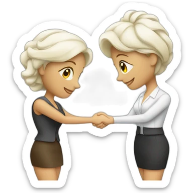 two white business women with different hair colors shaking hands sticker