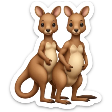 A kangaroo which has its baby kangaroo in its pouch(marsupium) sticker