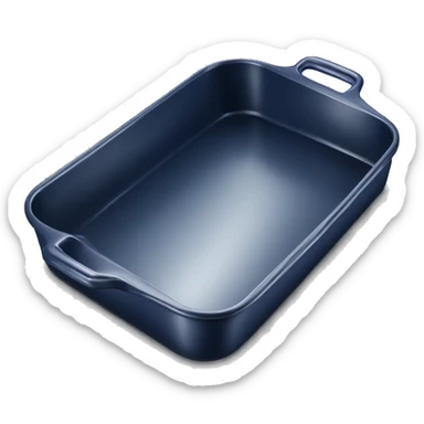 Realistic empty metallic navy blue baking pan with handles sticker