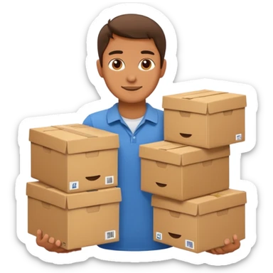 cargando cajas man sticker