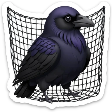 A raven getting caught by a net sticker
