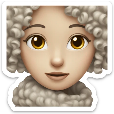 curly girl pale skin gray eyes near siamese cat sticker