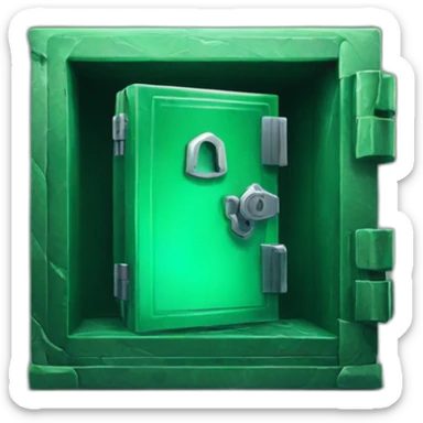 open safe in the middle of the emerald sticker