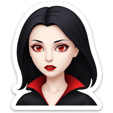 A woman vampire, pale skin, red eyes and black straight hair. sticker