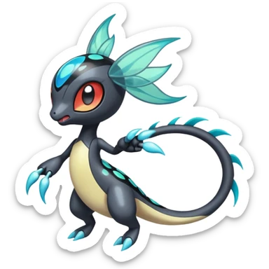 Splash-patterned emotional sparky sparky boom boom painful Meloetta-Guilmom-Salandit-Trico-Pokémon-Fakémon-fusion-hybrid-creature sticker