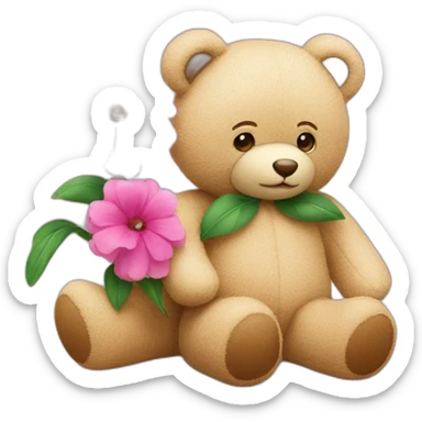 Flower on 2 teddy bears sticker