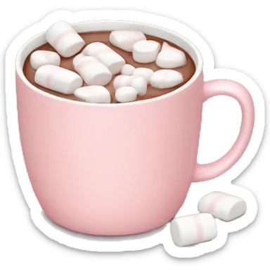 Light Pink mug of hot chocolate with marshmallows  sticker