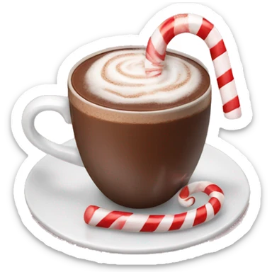 hot chocolate with candy cane sticker