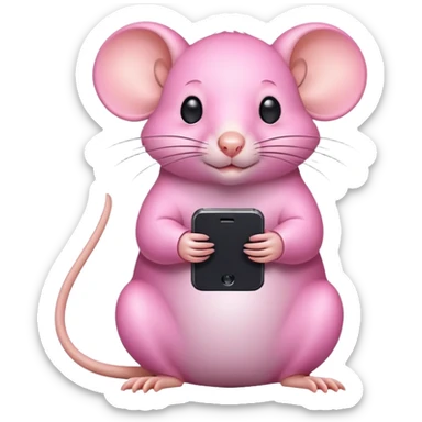 Pink rat with an iPhone. sticker
