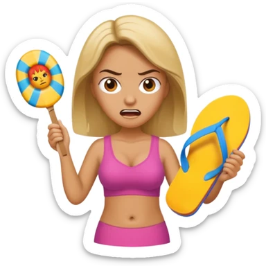 an angry mother with a flip-flop in her hand sticker
