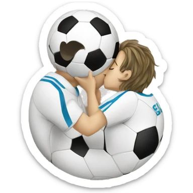 kissing a soccerball sticker