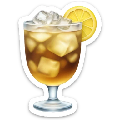 a longdrink cocktail with a brown color on the bottom and a light yellow color on the top, full ice  sticker