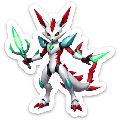  Cool Edgy Shiny Futuristic Ethereal Legendary Scizor-Digimon-Zangoose-hybrid full body sticker