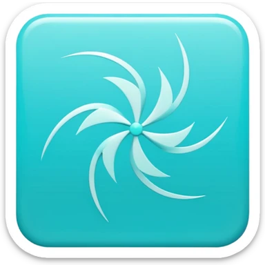 a Tiny compressed Stylized light-turquoise wind wind symbol inside a pastel gradient white square icon, light turquoise borders sticker