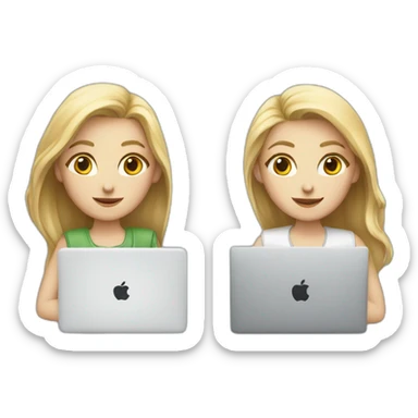 two white girls with MacBooks sticker