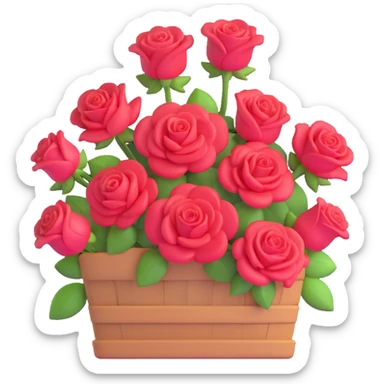 rose farm emoji with roses being graded and bunched, 3D cartoon style sticker