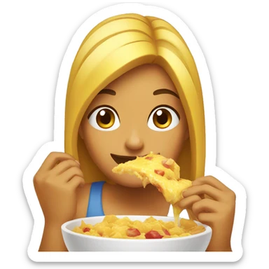 chica comiendo sticker