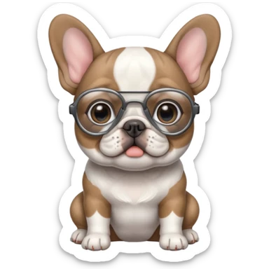 Baby French bulldog with windshield wiper glasses sticker