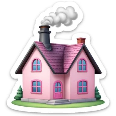 Pretty pink cartoon house sticker