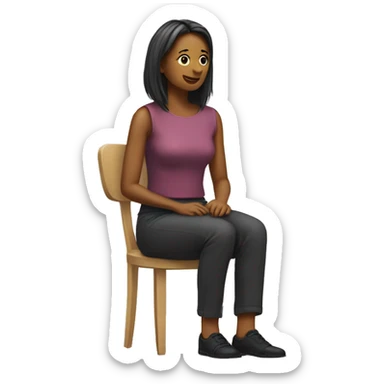 a woman is sitting and another woman is sitting in fron of her backwards sticker