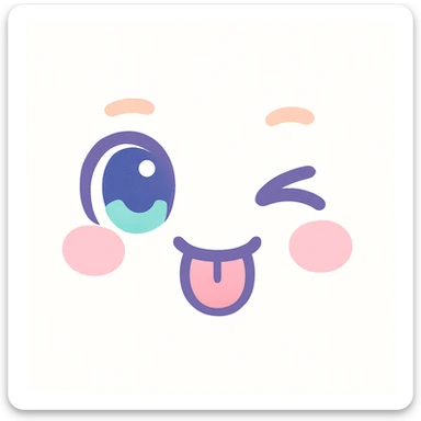kawaii style face with one eyelid pulled down and tongue out, mischievous and cute sticker