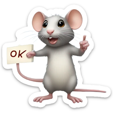 Rat with a sign saying okay  sticker