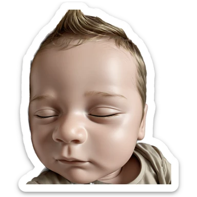 serene boy with closed eyes sticker