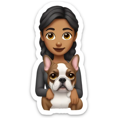 Latina girl with a tan French bulldog sticker