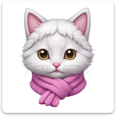 adorable kitten shivering with cold, wearing a scarf, simple background sticker