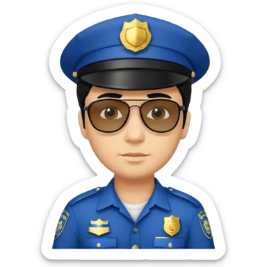 man police with hair style and hats and sun glasses sticker