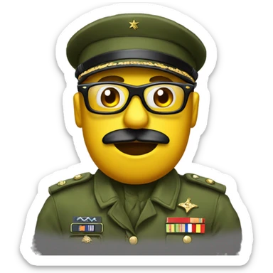 rana con gafas y gorro militar sticker