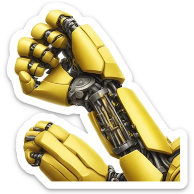 Flexing yellow mechanical cyborg bicep and arm sticker