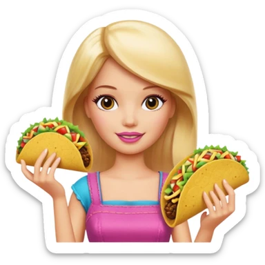 Barbie with a taco sticker