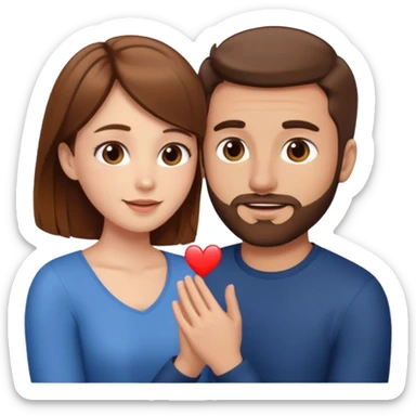 A brown haired man with a short beard proposing to a brown haired girl sticker