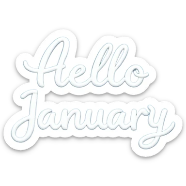 Blue “ hello January “ word light blue and aesthetic  sticker
