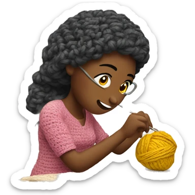 Woman crocheting sticker
