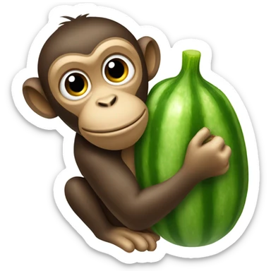 Monkey holding a cucumber  sticker