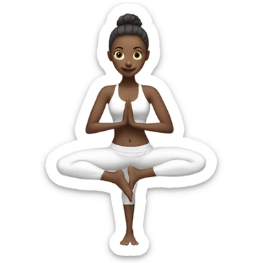 Emoji face. Skinny fit yoga girl. White sticker