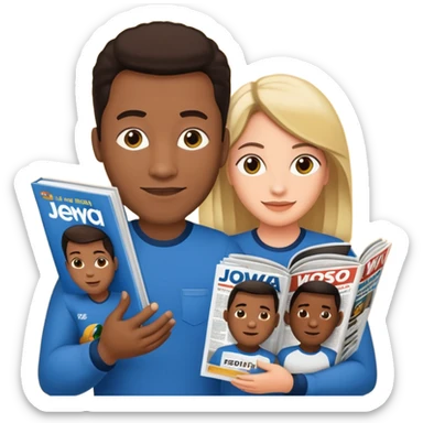 Duas Testemunha de jeová pregando com um display de revistas com JW na frente sticker