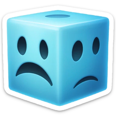 "Despair Cube"
Ein blau leuchtender Würfel mit leicht gebrochenen Kanten, der in der Mitte ein kleines trauriges Gesicht 😢 oder eine kleine Träne hat. 
 sticker