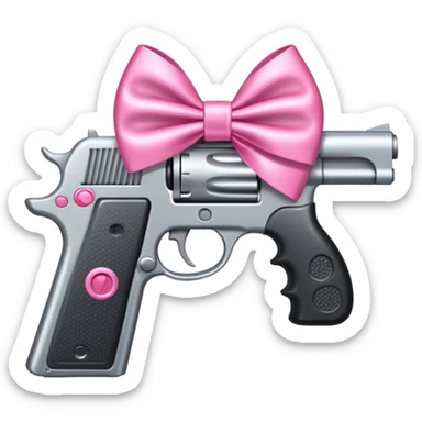 Gun with pink bow on it sticker